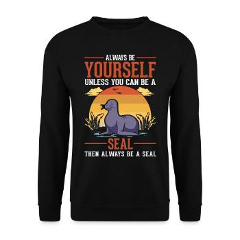 Seal Gift Sea Lion Seal Sea Lion - Unisex Sweatshirt - black - Front - Alina (178cm) & Michal (187cm)