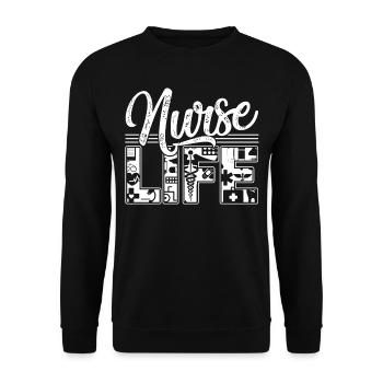 Nurse Life The Best Life In The World - Unisex Sweatshirt - black - Front - Alina (178cm) & Michal (187cm)