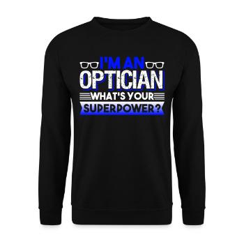 Optician Optician What's Your Superpower - Unisex Sweatshirt - black - Front - Alina (178cm) & Michal (187cm)