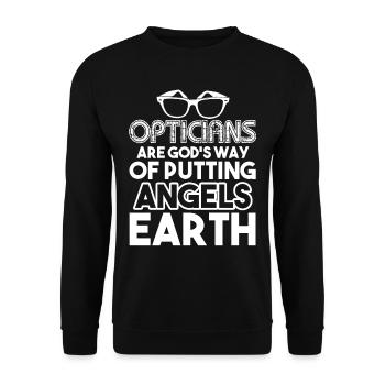 Optician Opticians Angels On Earth - Unisex Sweatshirt - black - Front - Alina (178cm) & Michal (187cm)