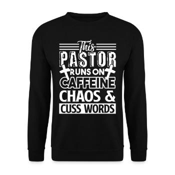 Pastor Pastor Runs On Caffeine - Unisex Sweatshirt - black - Front - Alina (178cm) & Michal (187cm)