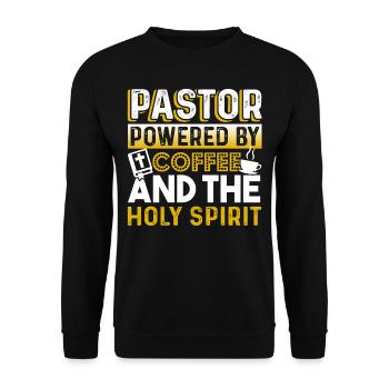 Pastor Pastor Powered By Coffee - Unisex Sweatshirt - black - Front - Alina (178cm) & Michal (187cm)