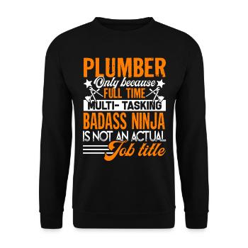Plumber Plumber Job Title - Unisex Sweatshirt - black - Front - Alina (178cm) & Michal (187cm)