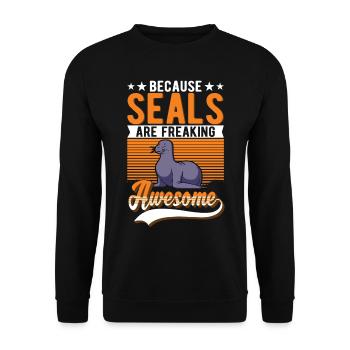 Robbe Geschenk Seehund Seelöwe - Unisex Pullover - Schwarz - Vorne - Alina (178cm) & Michal (187cm)