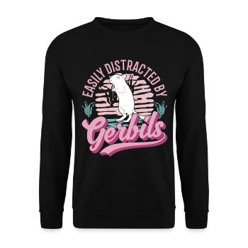 Facilement distrait par la gerbille de Gerbille - Sweat-shirt Unisexe - noir - Devant - Alina (178cm) & Michal (187cm)