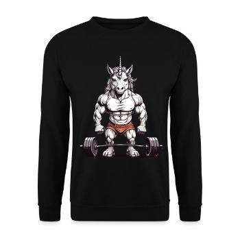 Unicorn Bodybuilder Fitness and Sports Design - Unisex Sweatshirt - black - Front - Alina (178cm) & Michal (187cm)