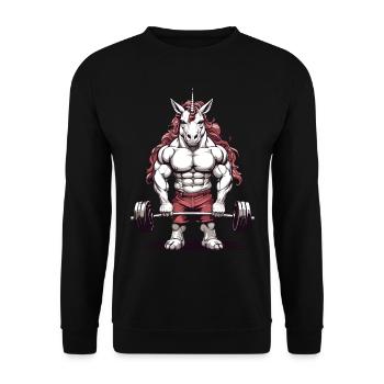 Unicorn Bodybuilder Cool Fitness Muscle Design - Unisex Sweatshirt - black - Front - Alina (178cm) & Michal (187cm)