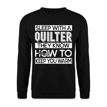 Quilting Sleep With A Quilter - Unisex Sweatshirt - black - Front - Alina (178cm) & Michal (187cm)