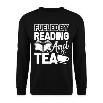 Reading Fueled By Reading And Tea - Unisex Sweatshirt - black - Front - Alina (178cm) & Michal (187cm)