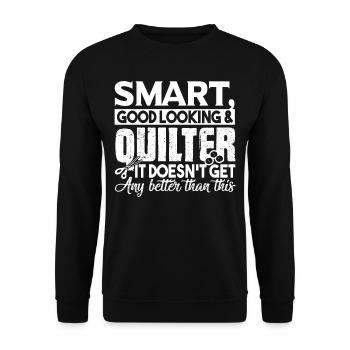 Quilting Smart Good Looking Quilter - Unisex Sweatshirt - black - Front - Alina (178cm) & Michal (187cm)