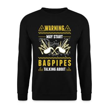 Warning bagpipes bagpipers - Unisex Sweatshirt - black - Front - Alina (178cm) & Michal (187cm)