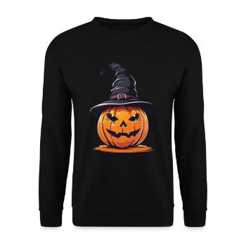 Citrouille sorcière drôle design d’Halloween - Sweat-shirt Unisexe - noir - Devant - Alina (178cm) & Michal (187cm)