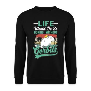 Gerbille Cadeau Rat de course mongol Gerbille - Sweat-shirt Unisexe - noir - Devant - Alina (178cm) & Michal (187cm)
