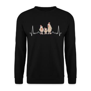 Poulets Heartbeat Chicken Farmer - Sweat-shirt Unisexe - noir - Devant - Alina (178cm) & Michal (187cm)