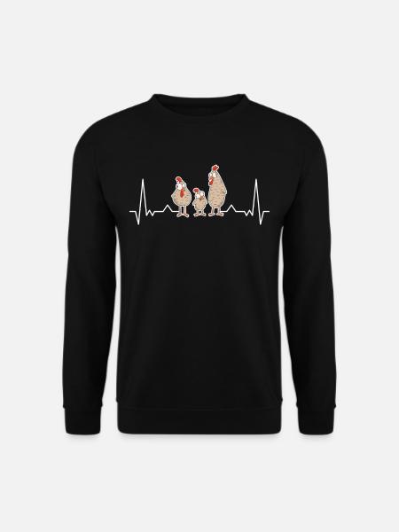 Hühner Herzschlag Huhn Landwirt - Unisex Pullover - Schwarz