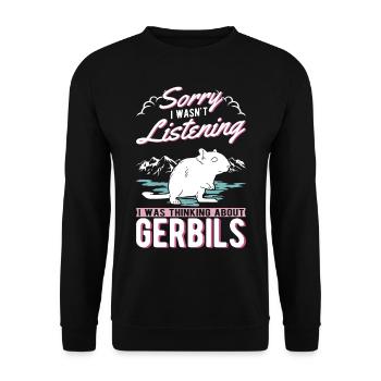 Gerbille Cadeau Rat de course mongol Gerbille - Sweat-shirt Unisexe - noir - Devant - Alina (178cm) & Michal (187cm)