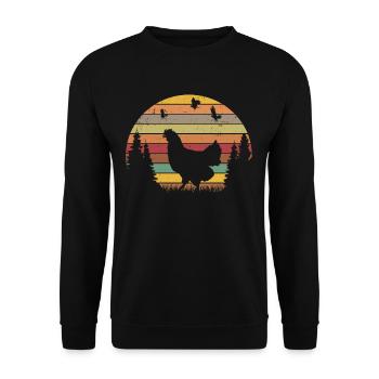 Poulet Rétro Poulet Vintage - Sweat-shirt Unisexe - noir - Devant - Alina (178cm) & Michal (187cm)