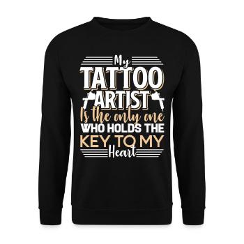 Tattoo Artist Tattoo Artist Holds Key To My Heart - Unisex Sweatshirt - black - Front - Alina (178cm) & Michal (187cm)