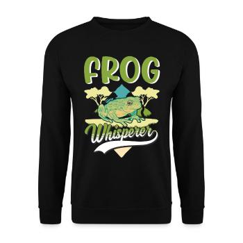 Frosch Flüsterer Geschenk Laubfrosch - Unisex Pullover - Schwarz - Vorne - Alina (178cm) & Michal (187cm)