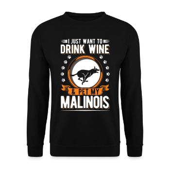 Malinois et vin Berger Belge - Sweat-shirt Unisexe - noir - Devant - Alina (178cm) & Michal (187cm)
