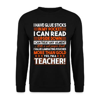Teacher Yes I Am A Teacher - Unisex Sweatshirt - black - Front - Alina (178cm) & Michal (187cm)
