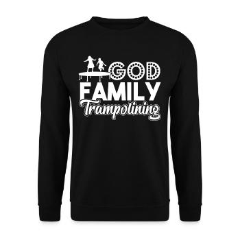 Trampolining God Family Trampolining - Unisex Sweatshirt - black - Front - Alina (178cm) & Michal (187cm)