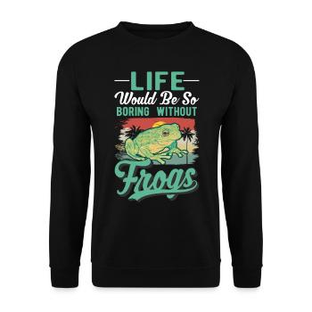Frog Gift Tree Frog - Unisex Sweatshirt - black - Front - Alina (178cm) & Michal (187cm)
