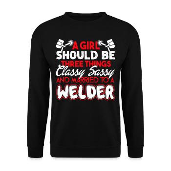 Welder Married To A Welder - Unisex Sweatshirt - black - Front - Alina (178cm) & Michal (187cm)