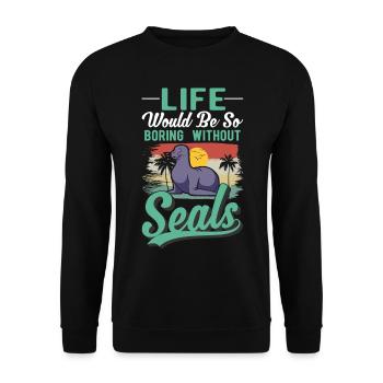 Cadeau de phoque Phoque Lion de mer - Sweat-shirt Unisexe - noir - Devant - Alina (178cm) & Michal (187cm)