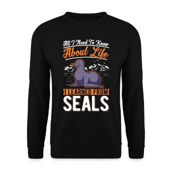 Robbe Seelöwe Seehund - Unisex Pullover - Schwarz - Vorne - Alina (178cm) & Michal (187cm)