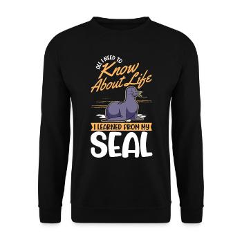 Cadeau de phoque Phoque Lion de mer - Sweat-shirt Unisexe - noir - Devant - Alina (178cm) & Michal (187cm)