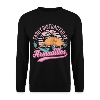 Easily distracted by Armadillos Armadillo - Unisex Sweatshirt - black - Front - Alina (178cm) & Michal (187cm)