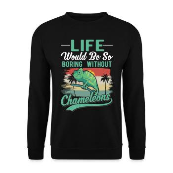 Caméléon Cadeau Caméléon - Sweat-shirt Unisexe - noir - Devant - Alina (178cm) & Michal (187cm)