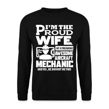 Proud Wife Of Awesome Aircraft Mechanic - Unisex Sweatshirt - black - Front - Alina (178cm) & Michal (187cm)