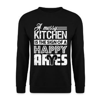 Aries Messy Kitchen Is The Sign Of Happy Aries - Unisex Sweatshirt - black - Front - Alina (178cm) & Michal (187cm)