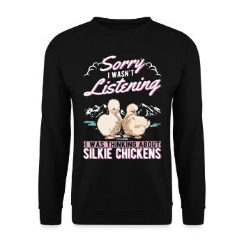 Silk Chicken Cadeau Silkie Chicken Silkie Chicken - Sweat-shirt Unisexe - noir - Devant - Alina (178cm) & Michal (187cm)