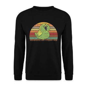 Kakapo Retro Nachtpapagei Vintage - Unisex Pullover - Schwarz - Vorne - Alina (178cm) & Michal (187cm)