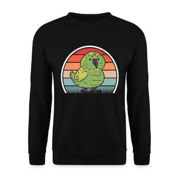 Kakapo Retro Nachtpapagei Vintage - Unisex Pullover - Schwarz - Vorne - Alina (178cm) & Michal (187cm)