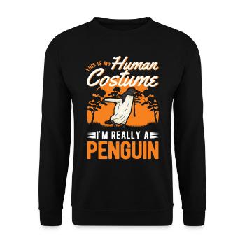 Pinguin Costume Humain Pinguin Pinguin - Sweat-shirt Unisexe - noir - Devant - Alina (178cm) & Michal (187cm)