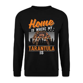 Zuhause ist wo meine Tarantel ist - Unisex Pullover - Schwarz - Vorne - Alina (178cm) & Michal (187cm)
