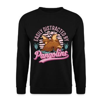 Easily distracted by Pangolins - Unisex Sweatshirt - black - Front - Alina (178cm) & Michal (187cm)