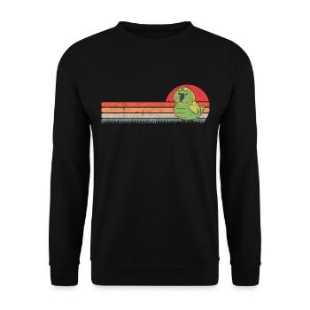 Kakapo Retro Nachtpapagei Vintage - Unisex Pullover - Schwarz - Vorne - Alina (178cm) & Michal (187cm)