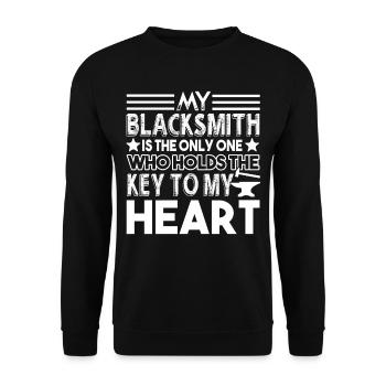 Blacksmith My Blacksmith Holds The Key To My Heart - Unisex Sweatshirt - black - Front - Alina (178cm) & Michal (187cm)