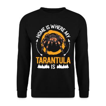 Zuhause ist wo meine Tarantel ist - Unisex Pullover - Schwarz - Vorne - Alina (178cm) & Michal (187cm)