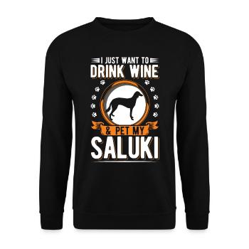 Saluki et vin Lévrier persan - Sweat-shirt Unisexe - noir - Devant - Alina (178cm) & Michal (187cm)