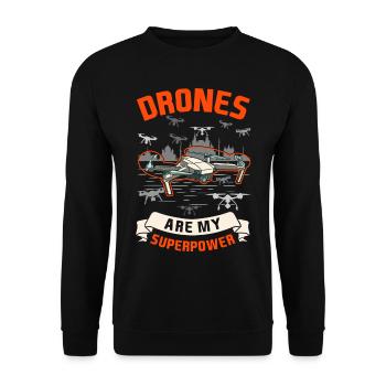 Les drones sont ma superpuissance Drone Drone Pilot - Sweat-shirt Unisexe - noir - Devant - Alina (178cm) & Michal (187cm)