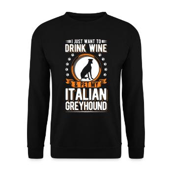 Lévrier italien et vin - Sweat-shirt Unisexe - noir - Devant - Alina (178cm) & Michal (187cm)