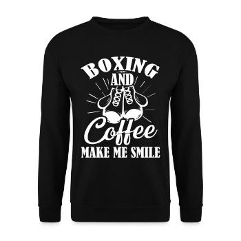Boxing Boxing And Coffee Make Me Smile - Unisex Sweatshirt - black - Front - Alina (178cm) & Michal (187cm)