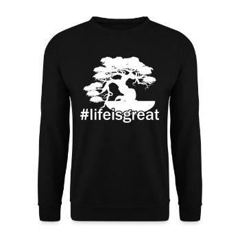 Bonsai Bonsai Life Is Great - Unisex Sweatshirt - black - Front - Alina (178cm) & Michal (187cm)