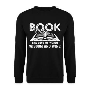 Book Club The Love Of World Wisdom And Wine - Unisex Sweatshirt - black - Front - Alina (178cm) & Michal (187cm)